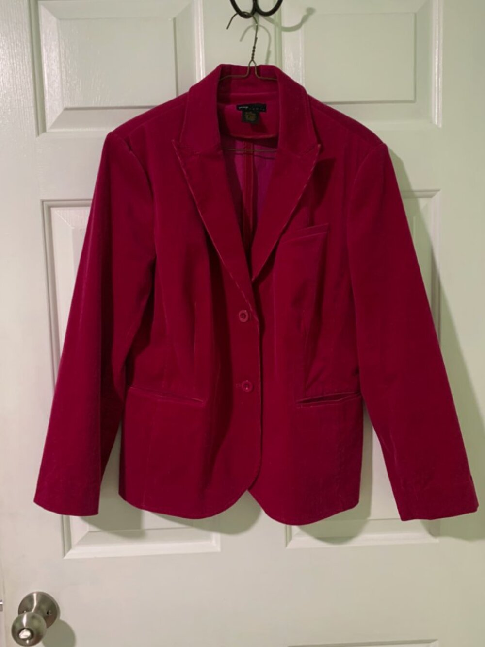 Grace Elements Magenta Corduroy Blazer Size 12 Bold Statement Jacket 98% Cotton